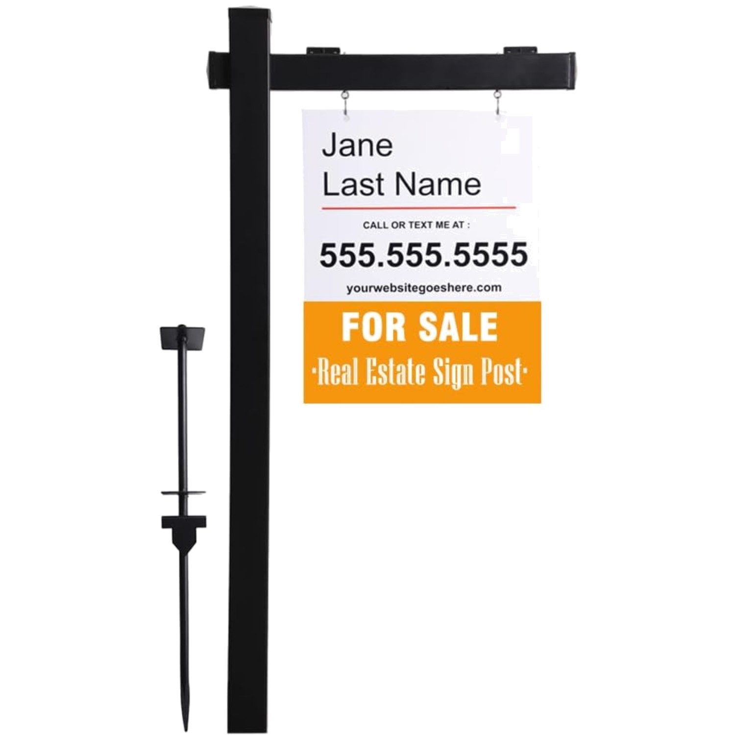 Vinyl Real Estate Sign Post – Easy Setup, Black