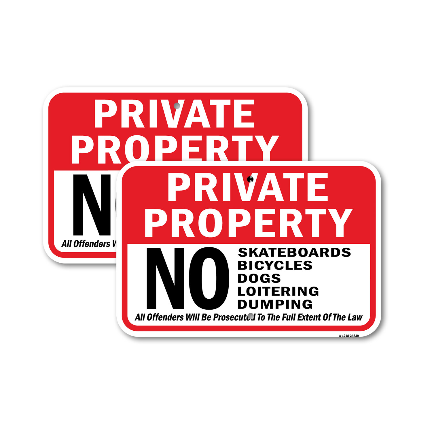 Private Property No Skateboards Bicycles Dogs L Heavy Gauge Metal Parking Sign