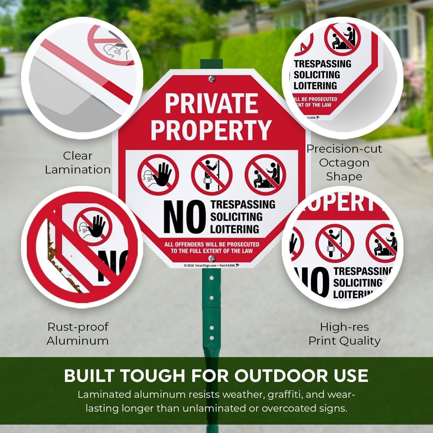 10″ x 10″ ‘Private Property No Trespassing No Soliciting Offenders Prosecuted…
