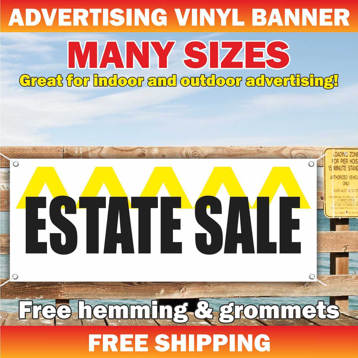 ESTATE SALE Advertising Banner Vinyl Mesh Sign office space home garage realtor