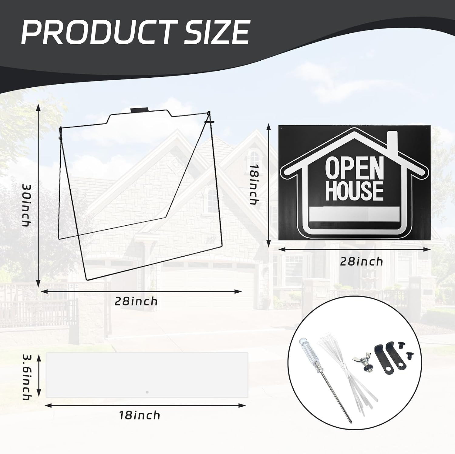 5 Pack Open House Signs for Real Estate – Real Estate Signs with 30“x28″ 5 A-Fra