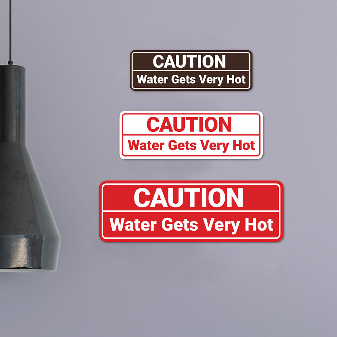 Standard Caution Water Gets Very Hot Wall or Door Sign Multipack
