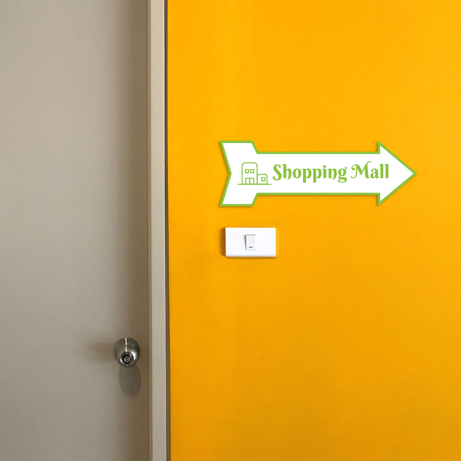 Arrow Shape Shopping Mall 12×4″ Wall or Door Sign | Public Shop Signage