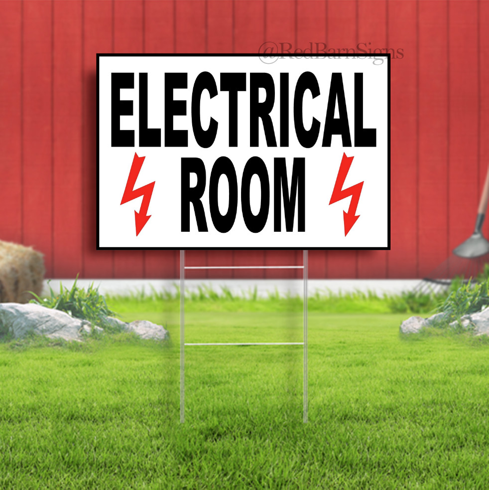 Electrical Room Indoor Outdoor Yard Sign with metal stakes