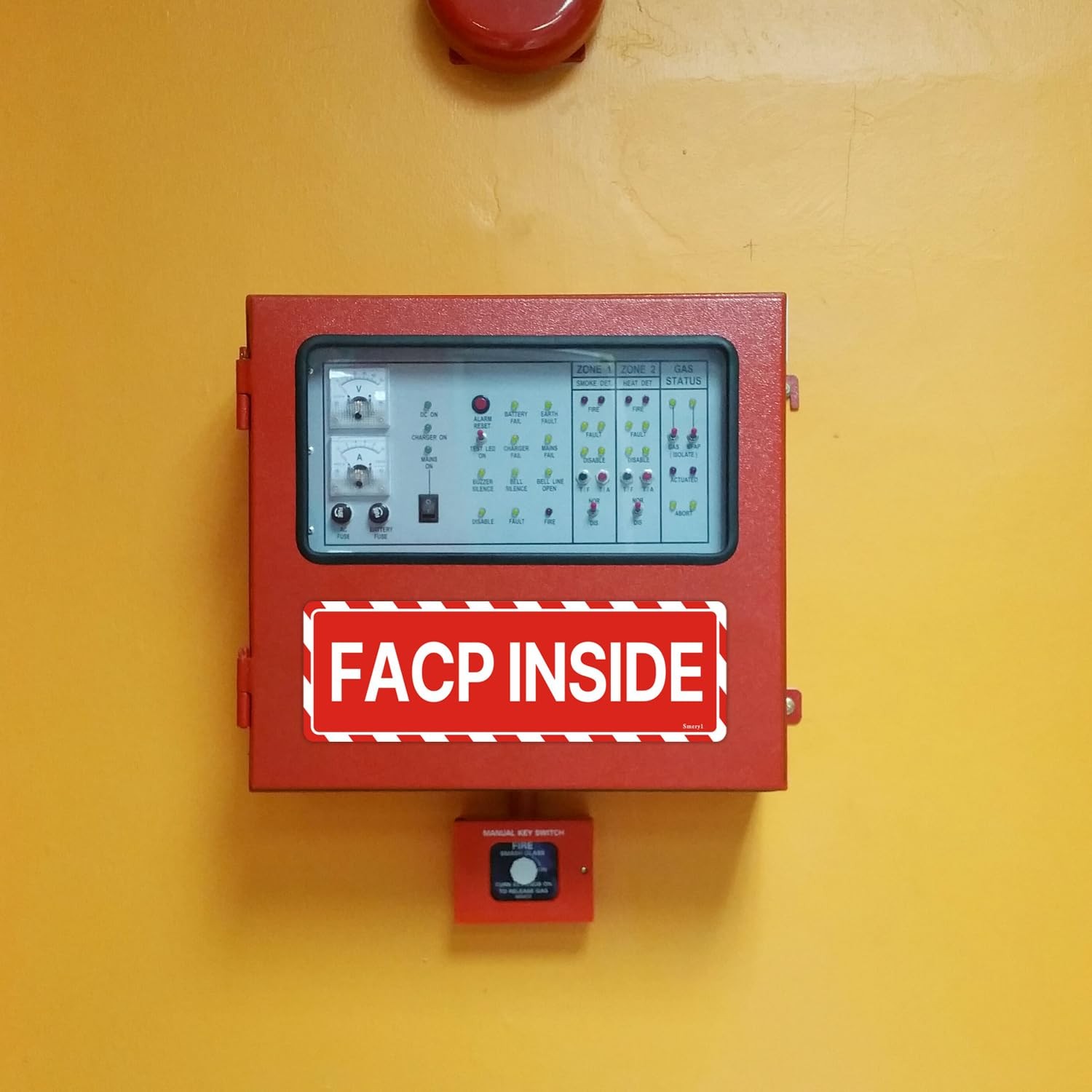 2 PCS FACP Inside Signs 9×3 Inch Fire Alarm Control Panel Acrylic Adhesive