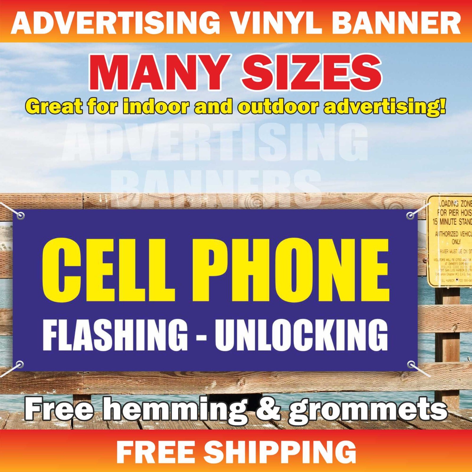 CELL PHONE Advertising Banner Vinyl Mesh Sign service laptop flashing unlocking