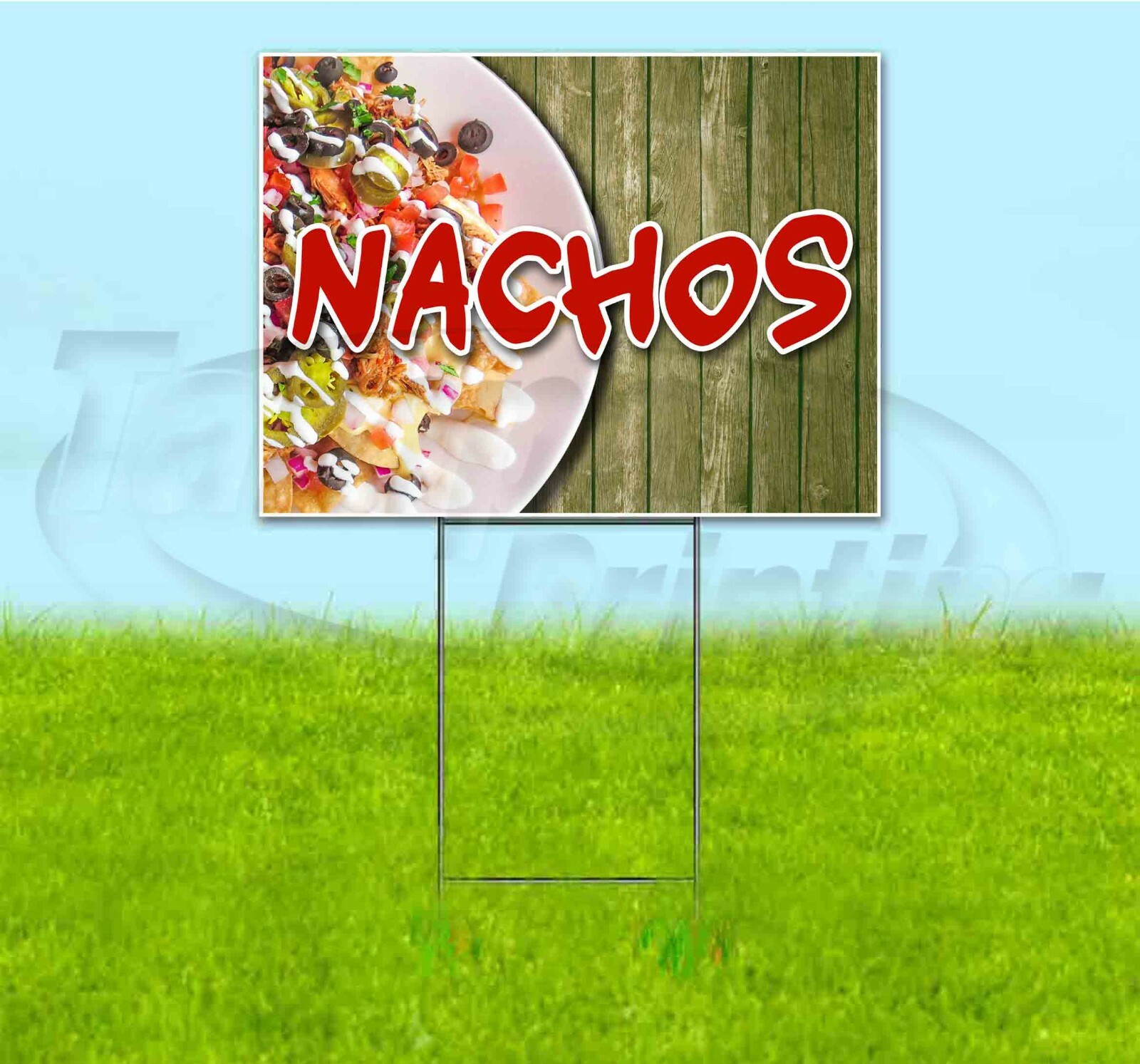 NACHOS 18×24 Yard Sign WITH STAKE Corrugated Bandit USA FOOD