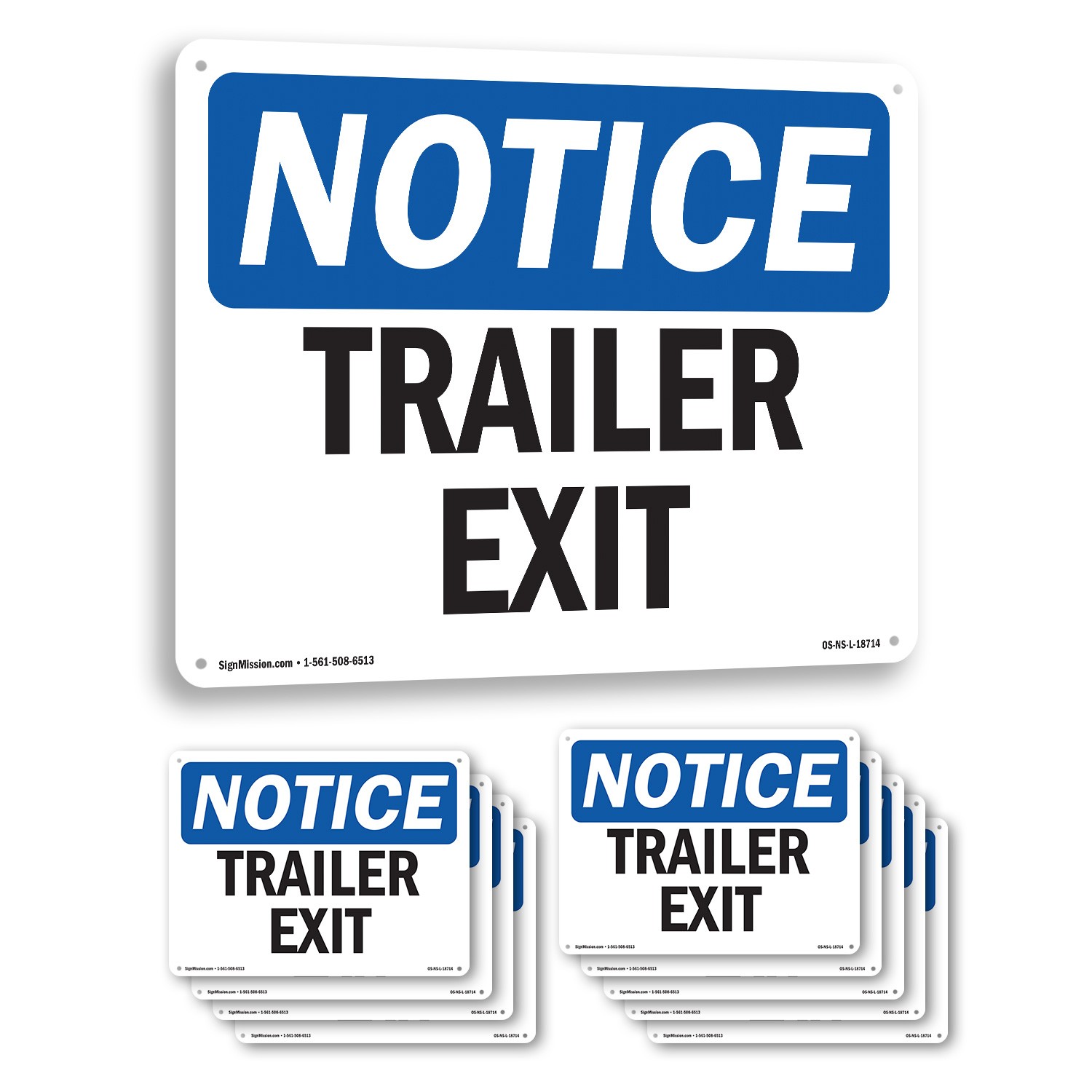 Trailer Exit OSHA Notice Sign Metal, Plastic, Or Decal – 5 or 10 Pack