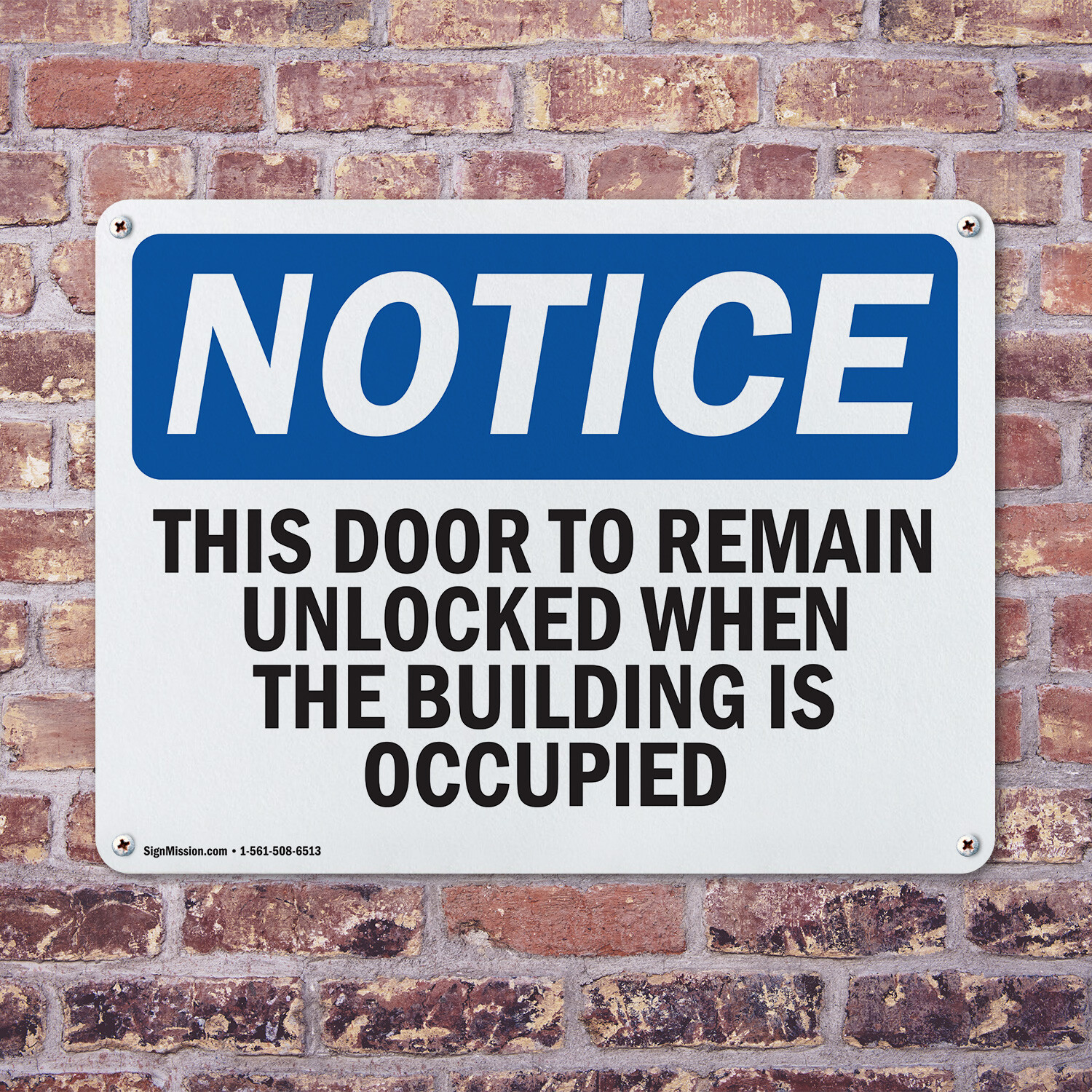 (2 Pack) This Door To Remain Unlocked When The Building OSHA Notice Sign Decal