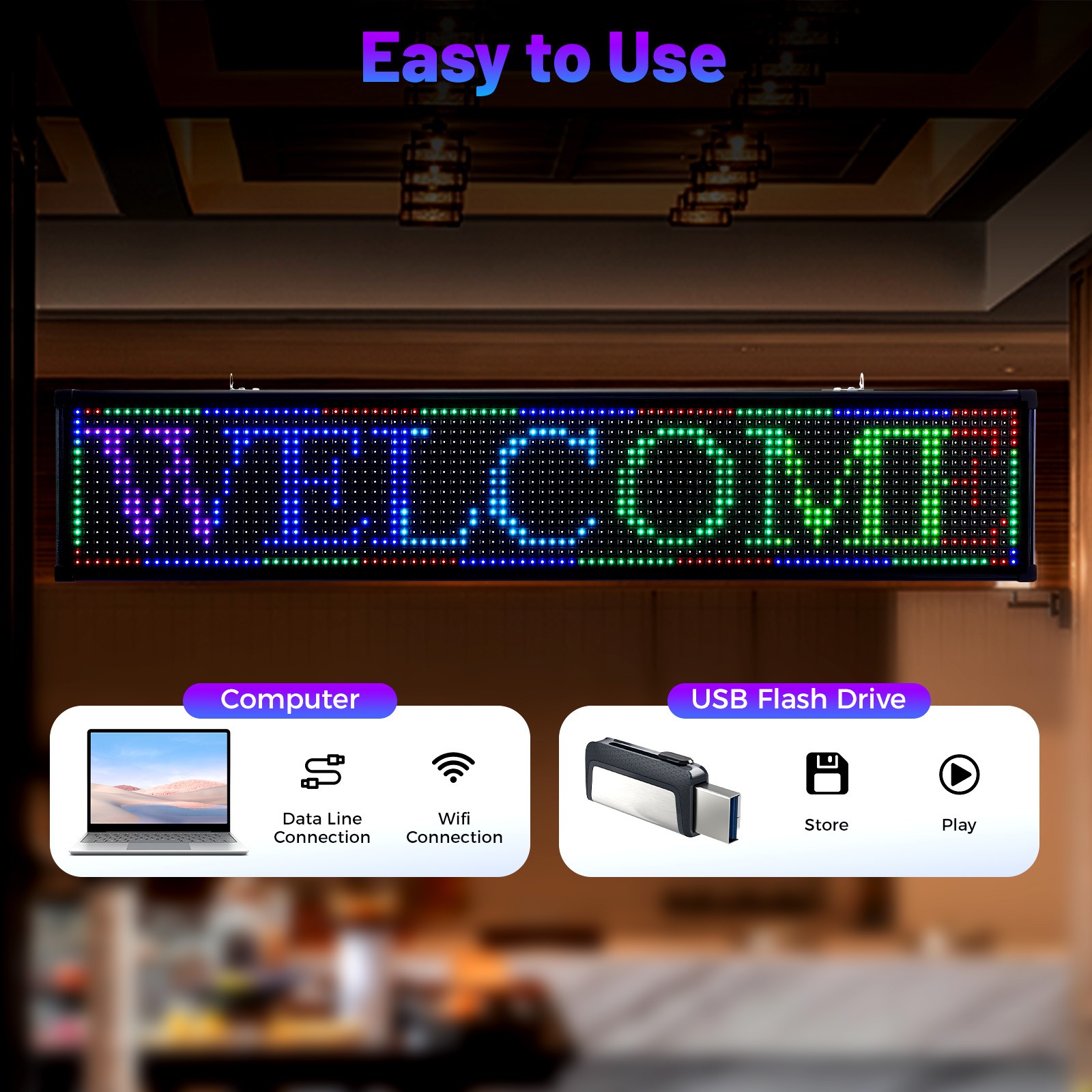 High Brightness Outdoor LED Sign Programmable Scrolling Message Display Board US