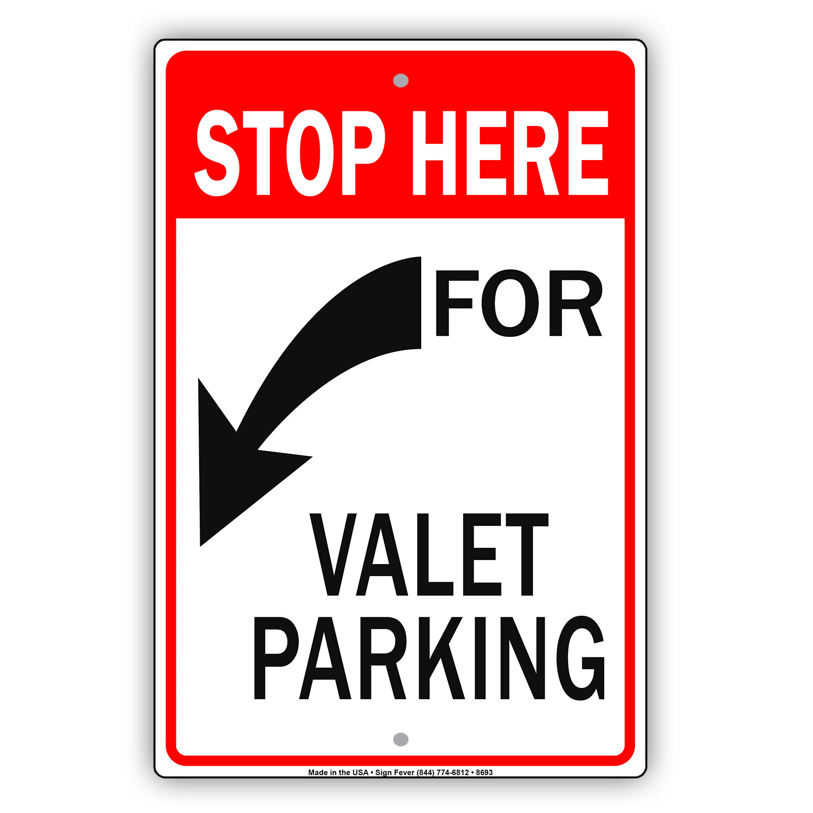 Stop Here For Valet Parking Wall Art Decor Novelty Notice Aluminum Metal Sign