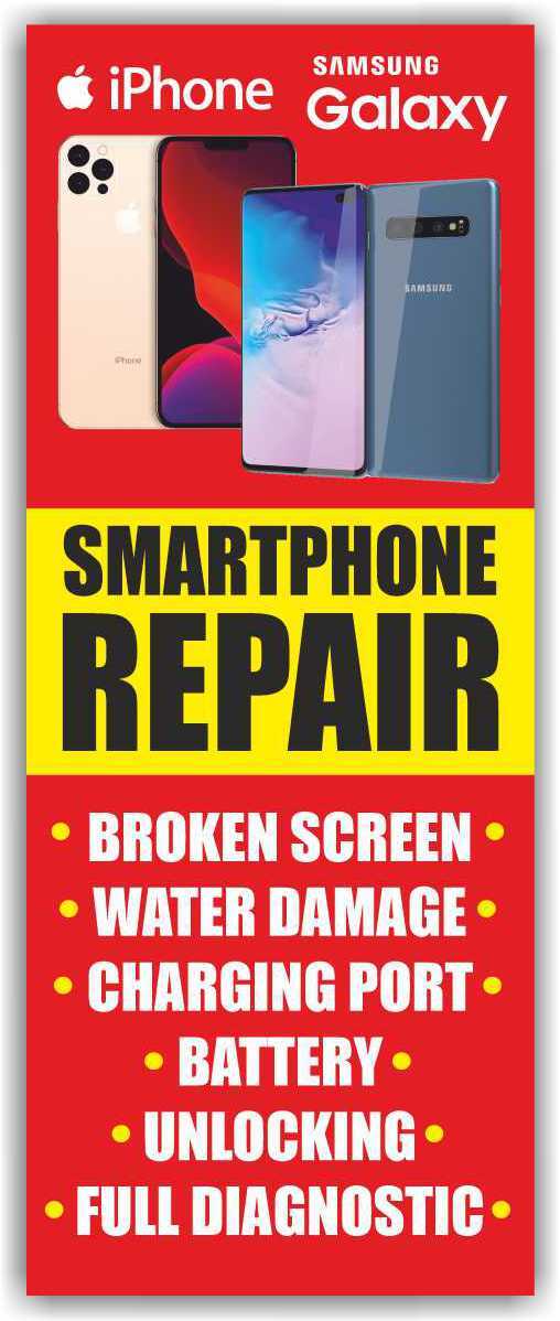 SMARTPHONE REPAIR Advertising Banner Vinyl Mesh Sign Broken Screen Phone Repair