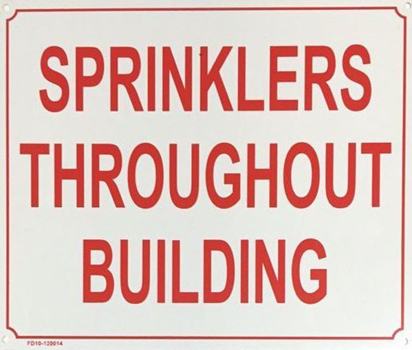 10″ X 12″ “Sprinklers Throughout Building” Metal