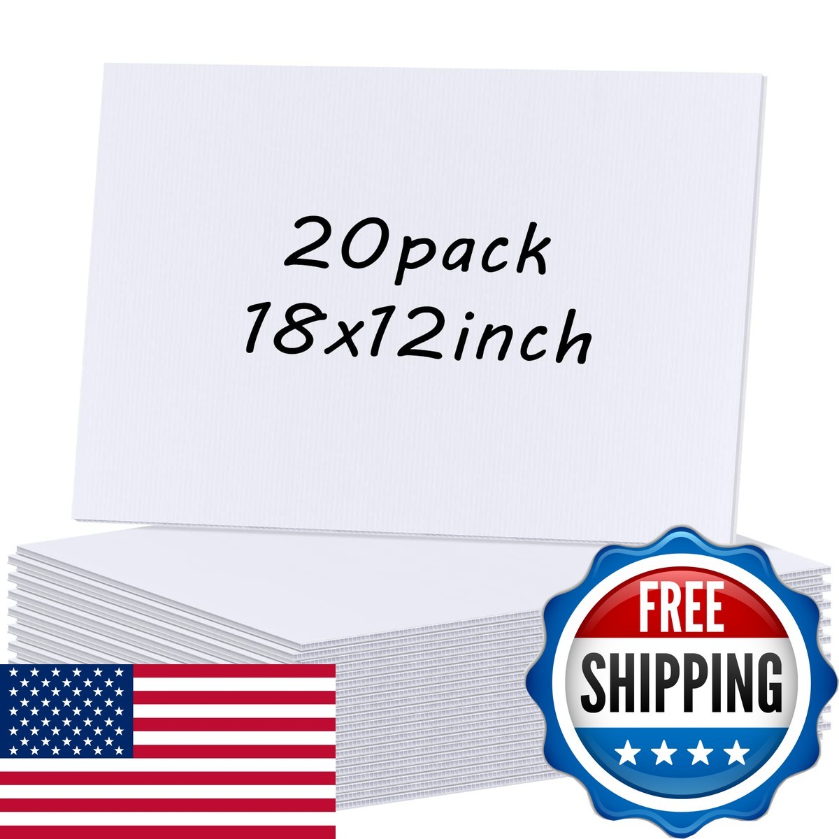 IKAYAS 20 Pcs Corrugated Plastic Board Sheets 18 x 12 Inches White Yard Signs