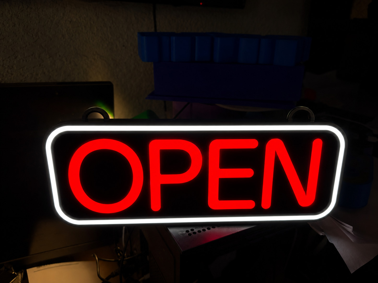 3D Printed RGB LED OPEN Sign with Remote Control, 14 x 6 Inch Lighted Open Sign