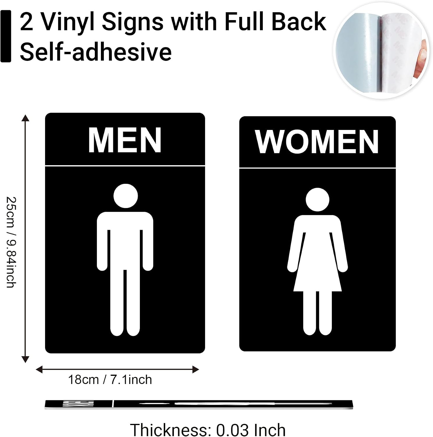 Restroom Sign – (2 Pack) 9″X6″ Women and Men for Business with Strong Self-Ad…
