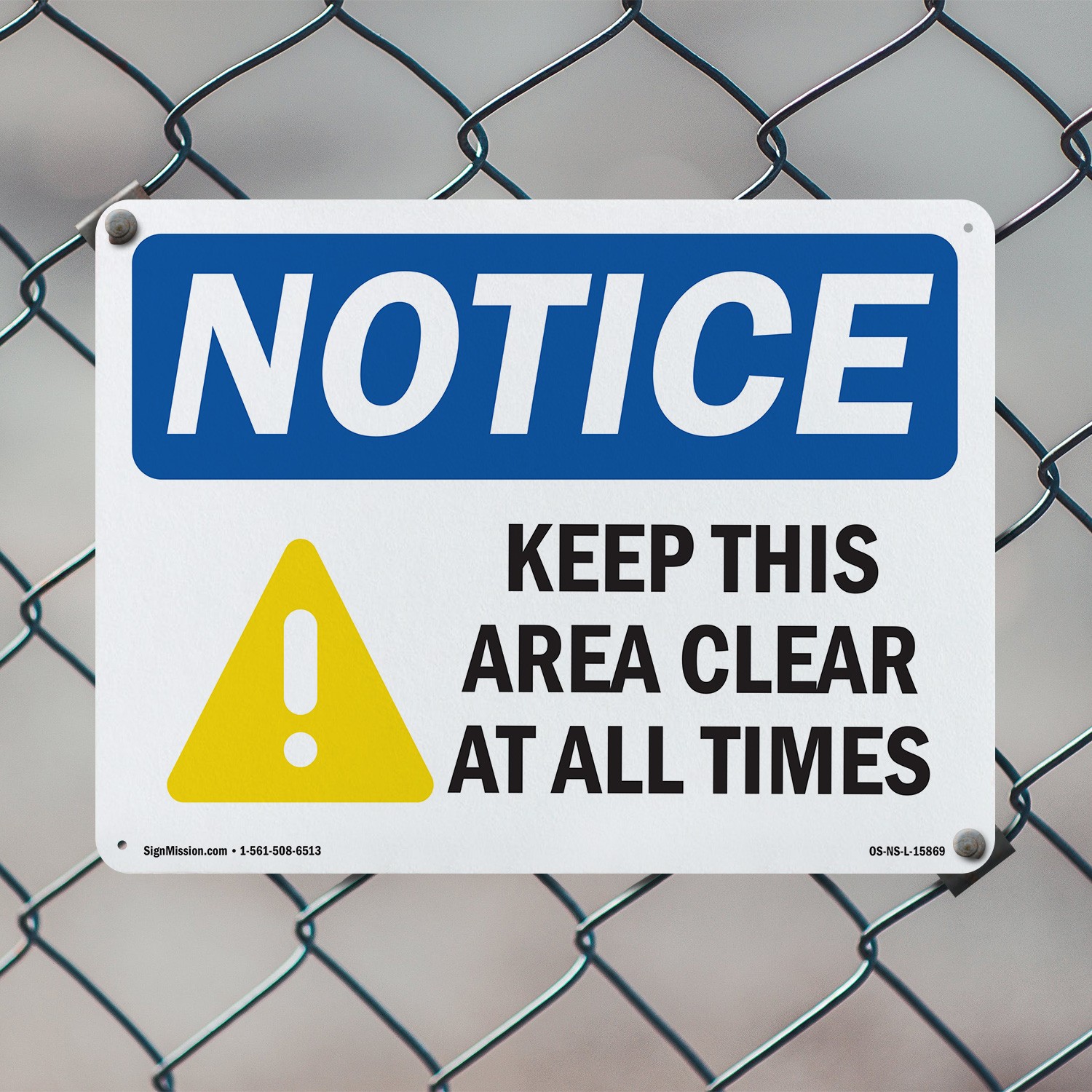 Keep This Area Clear At All Times OSHA Notice Sign Metal, Decal – 5 or 10 Pack