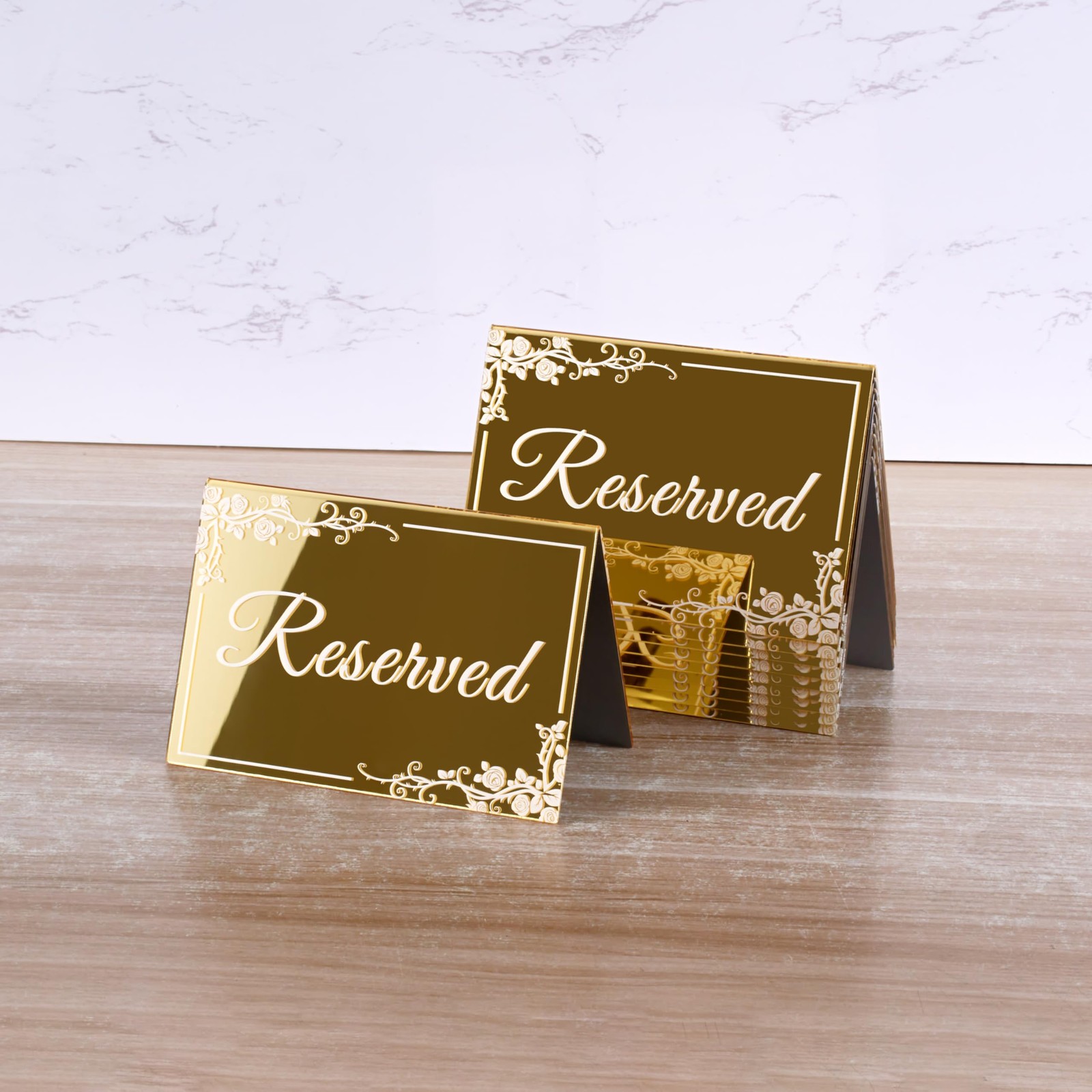 10 PCS Gold Acrylic Reserved Table Signs 6×4 Inch Double Sided Seating Cards