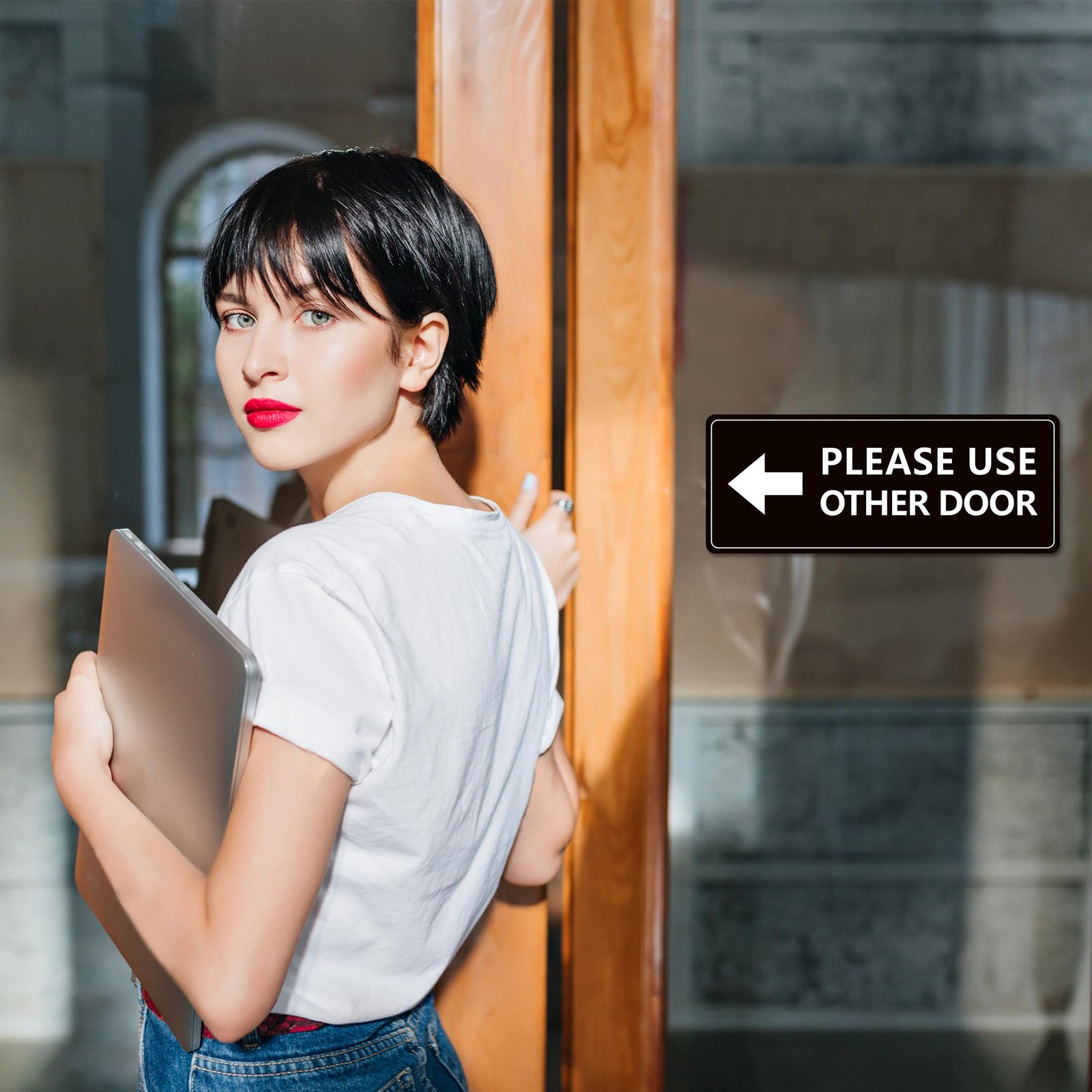 2 Pcs Please Use Other Door Signs Self Adhesive Business Office Signs