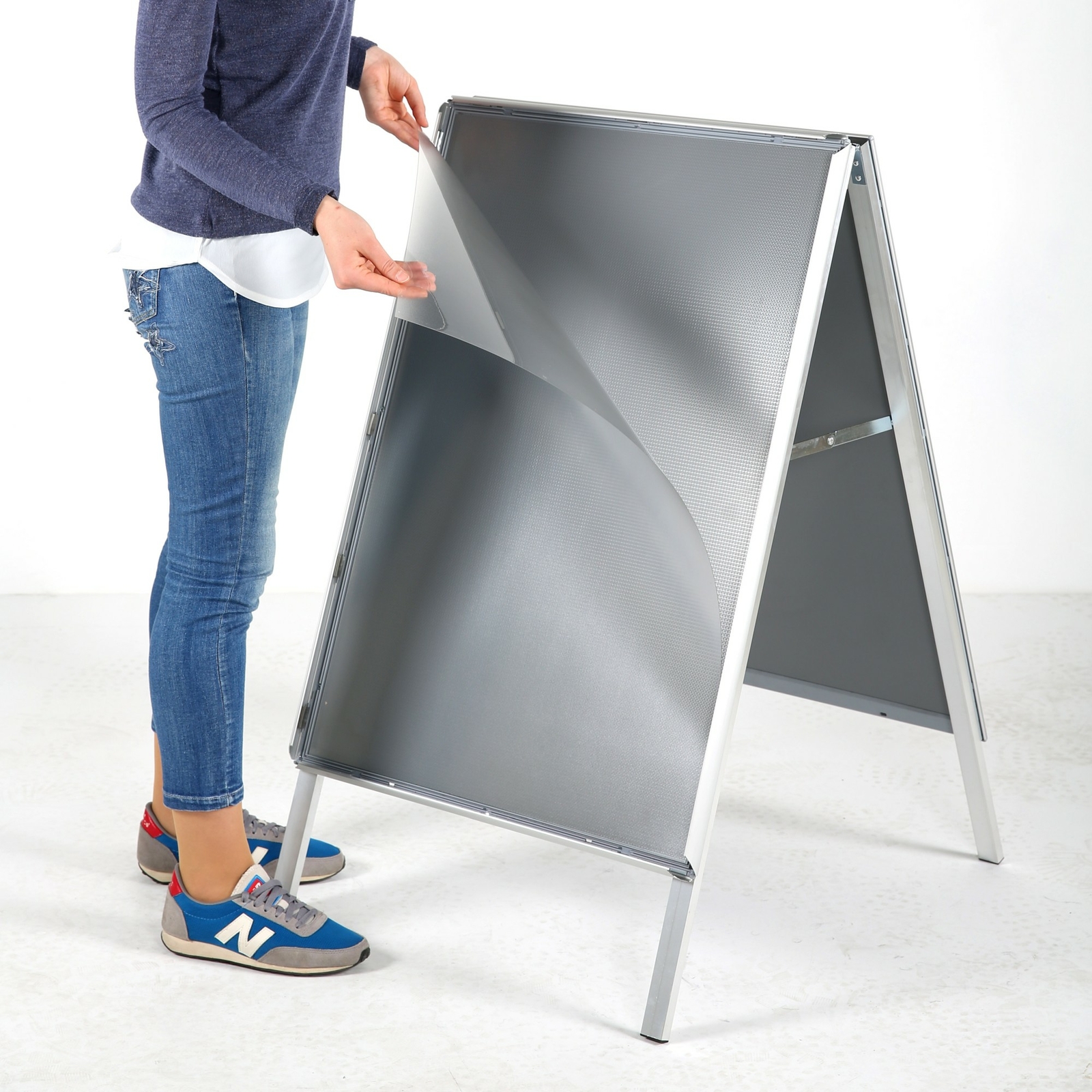 Sandwich Board Sidewalk Snap A-Frame Header Menu Holder Double Side 22×28 Silver