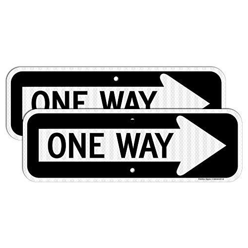 18×6 Reflective One Way Sign with Right Arrow – Rust-Free Aluminum, UV Protected