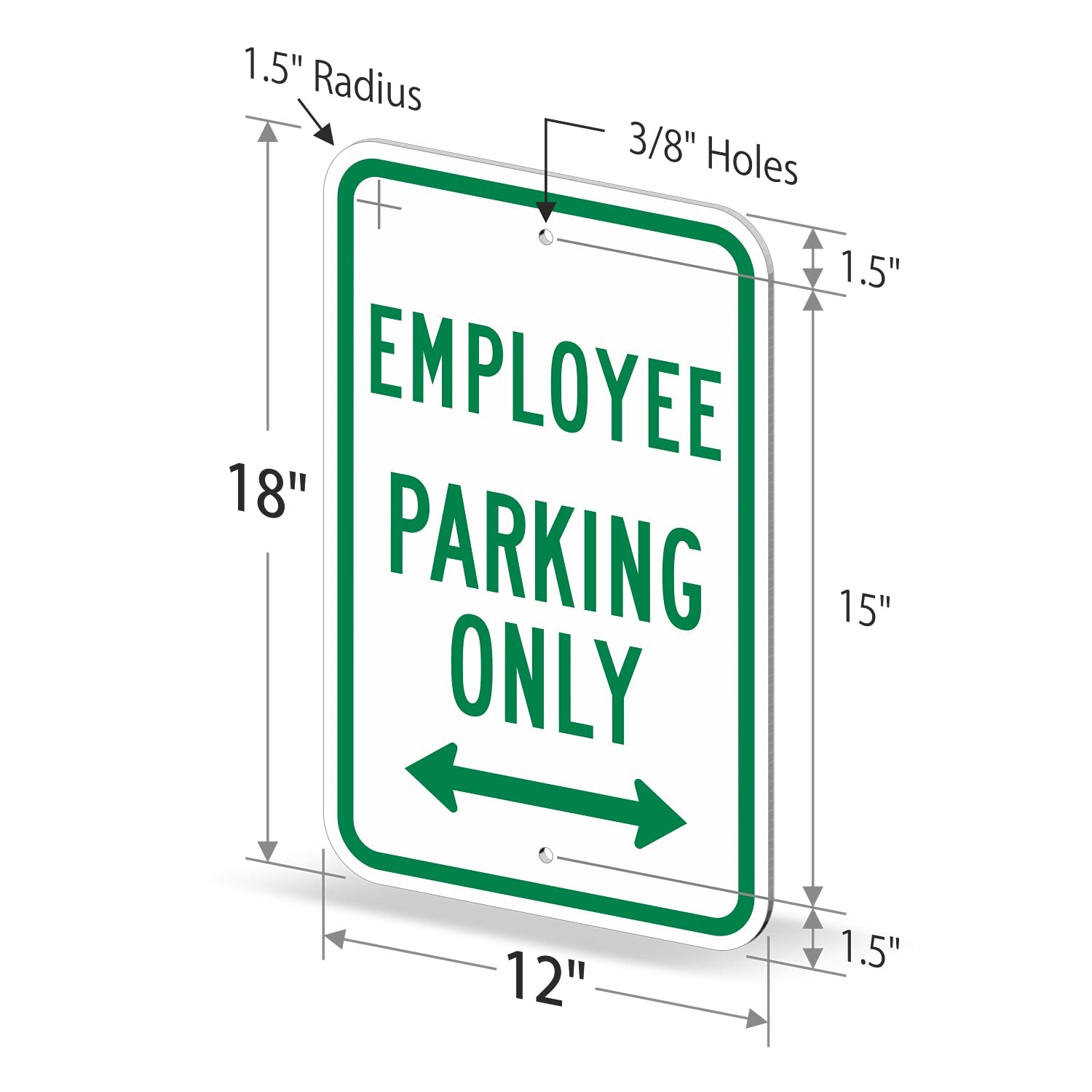 Employee Parking Only Sign with Bidirectional Arrow | 12 x 18 Aluminum