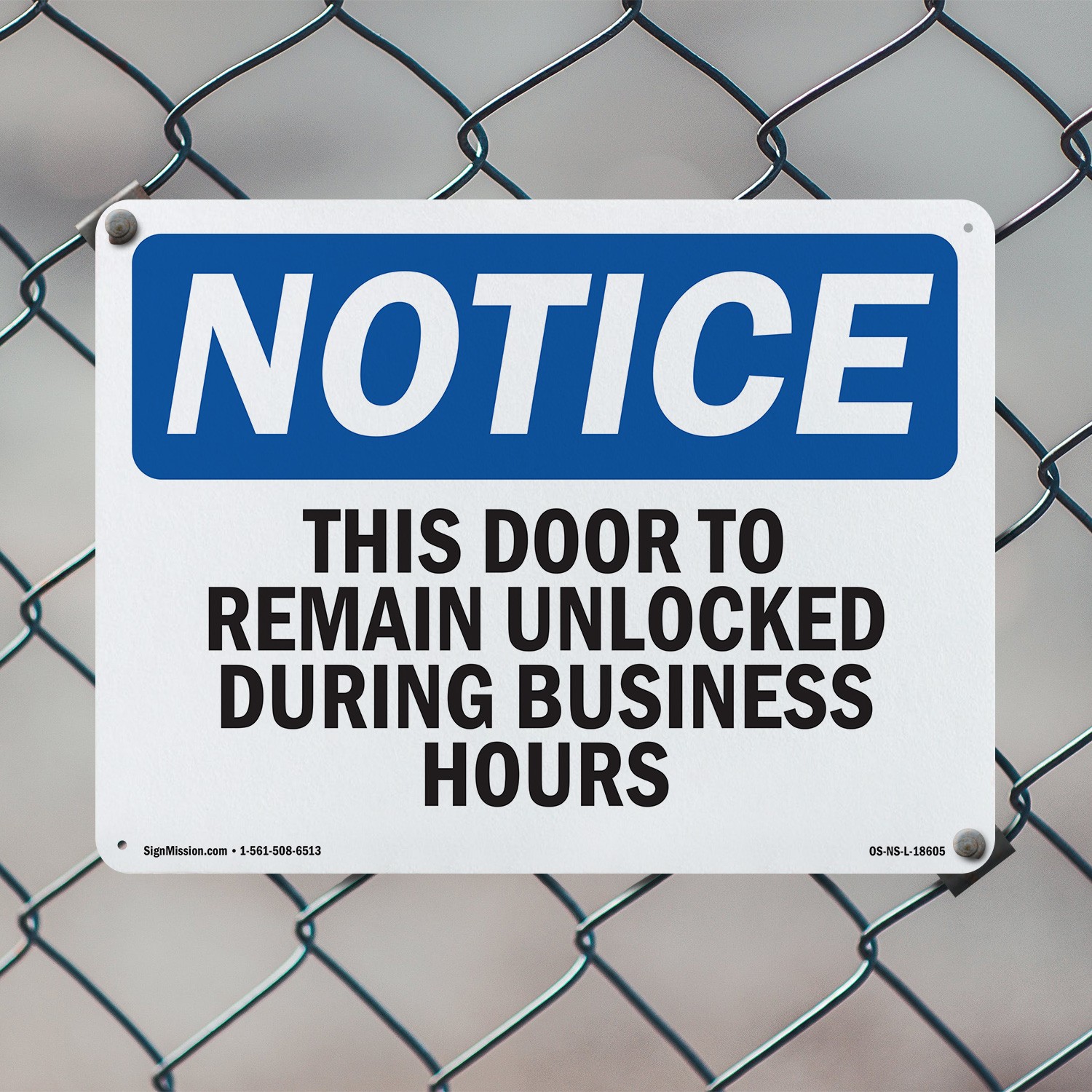 This Door To Remain Unlocked During Business Hours OSHA Notice Sign 5/10 Pack