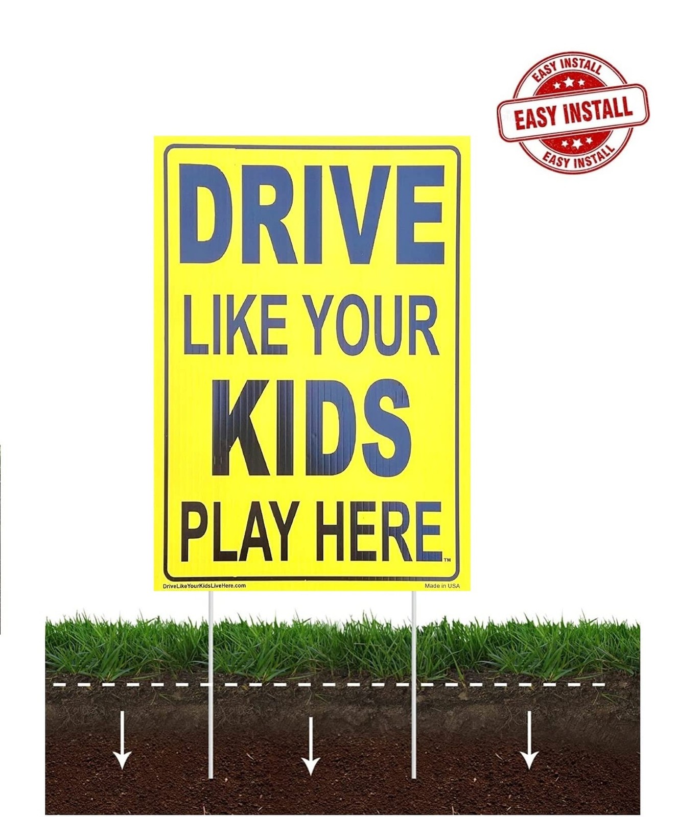 Please Slow Down Sign and Drive Like Your Kids Play Here (Combo Pack) – Yello…