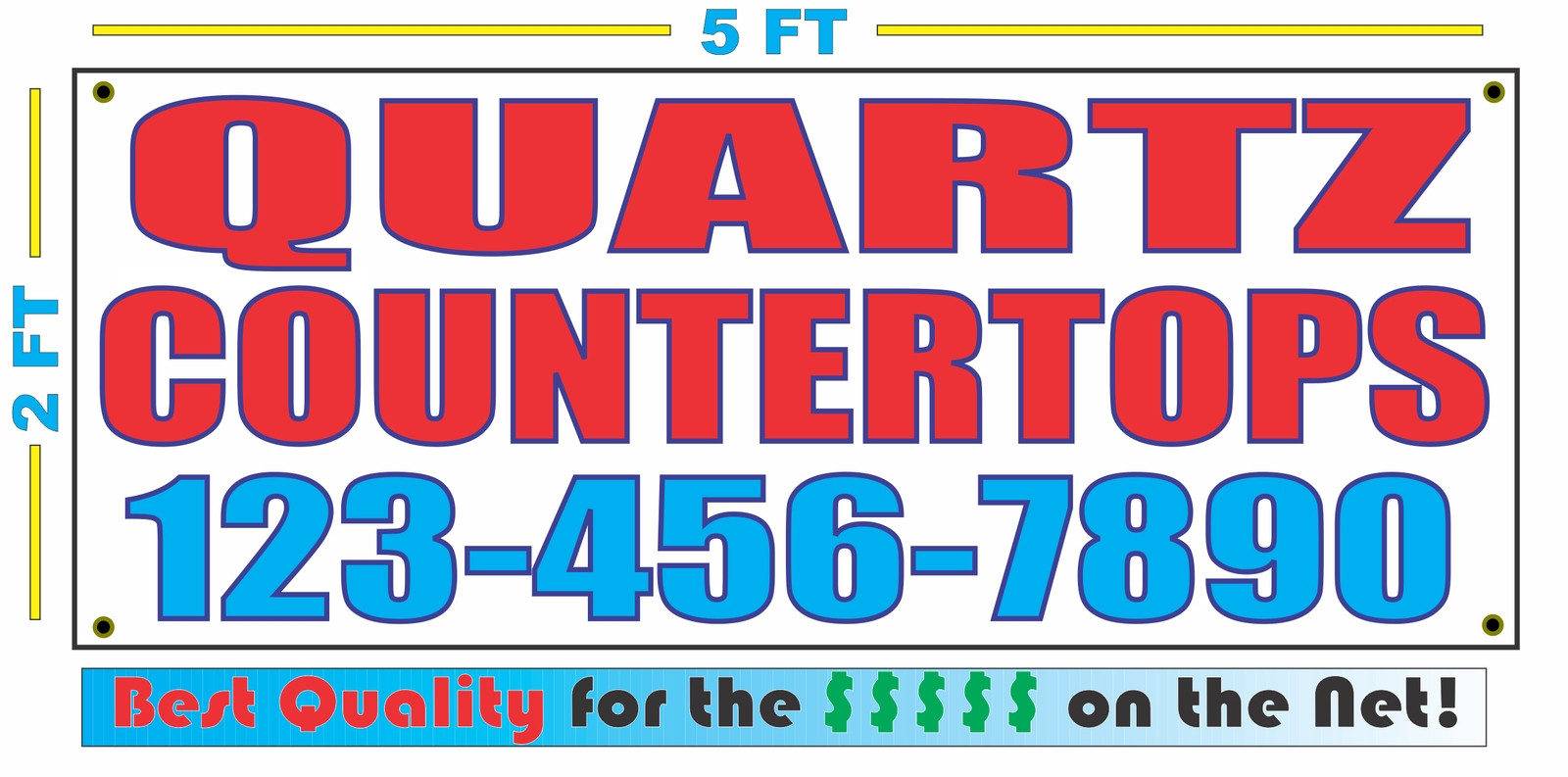 QUARTZ COUNTERTOPS w CUSTOM PHONE Banner Sign Larger Best Quality for The $