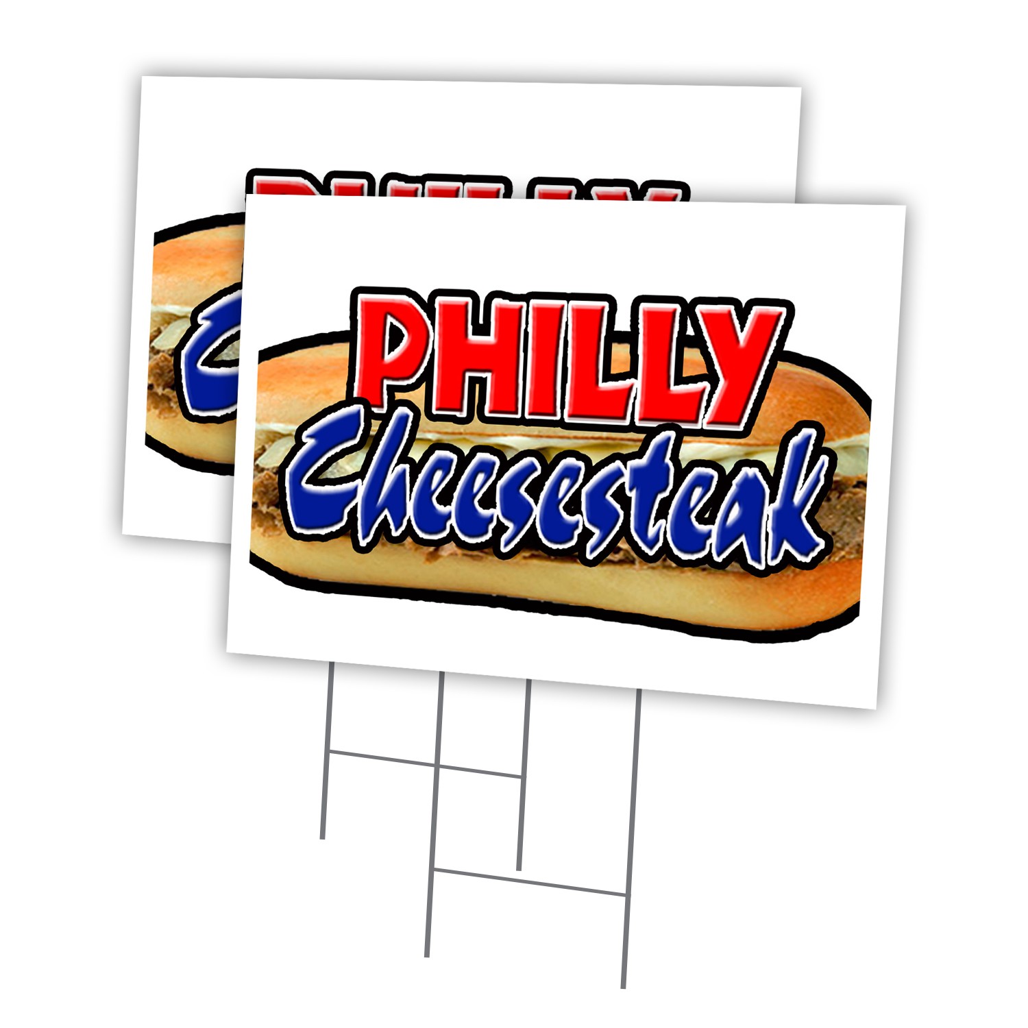 Philly Cheesesteak Multi-Pack of Yard Signs & Stake plastic coroplast window