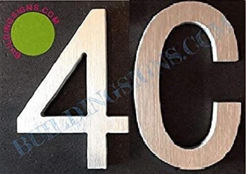 Apartment Number 4C Sign (Brush Silver,, Rust Free, 2.75 inch)….–REF24-1027