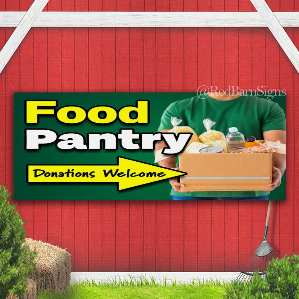 Food Pantry One-Sided Banner Signs with Grommets
