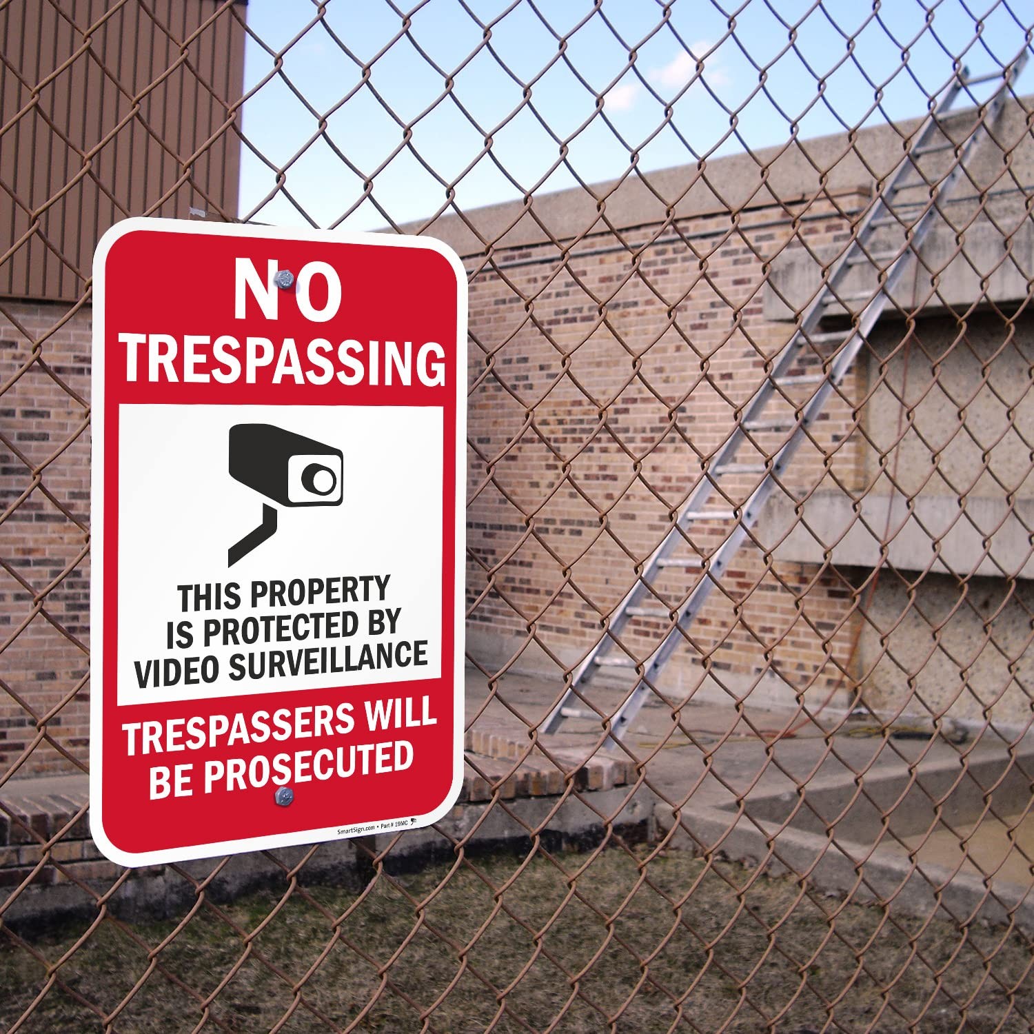 18×12 inch No Trespassing Sign, Video Surveillance, Metal, 63 mil Aluminum