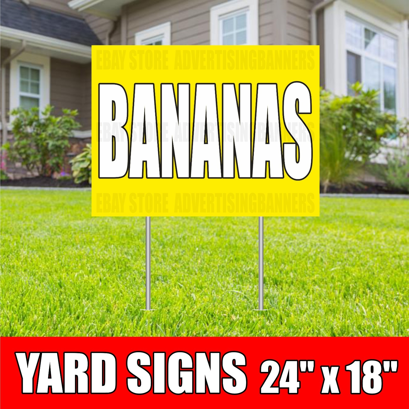 BANANAS Yard Sign with H-Stakes fresh fruit vegetable citrus orange Farm Stand