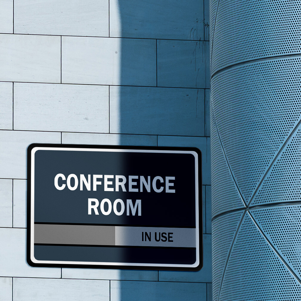 Aluminum Horizontal Metal Sign Conference Room in Use Business Designer Slider