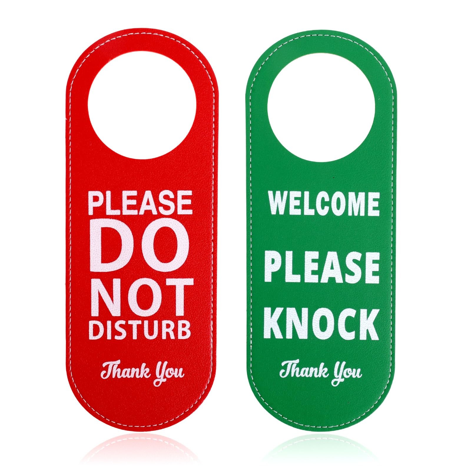Leather Reversible Do Not Disturb Welcome Knock Door Hanger Office 2 PCS
