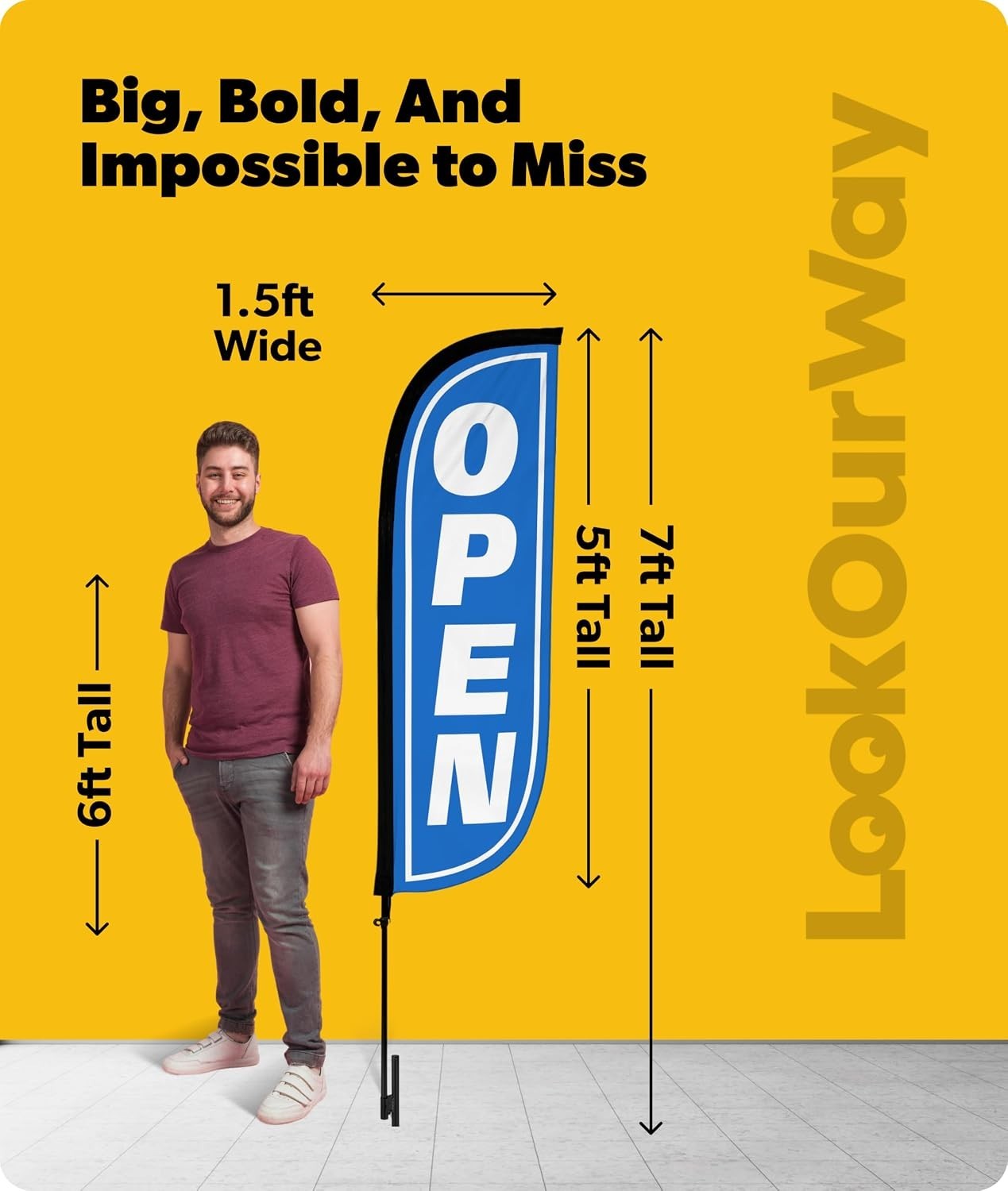 Durable 7ft Feather Flag with Pole & Ground Spike – Ideal for Outdoor Promotions