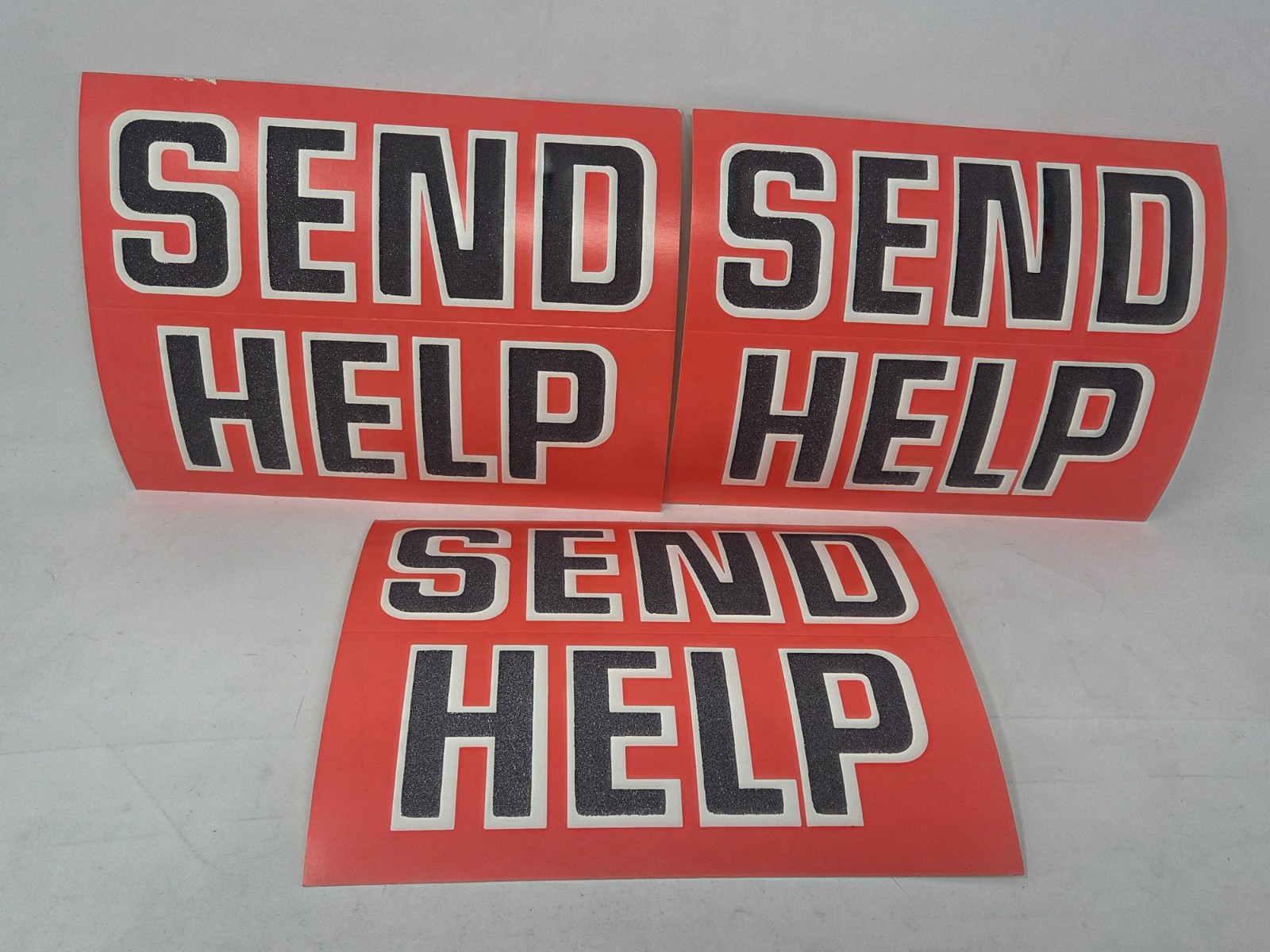 Lot of 3 “Send Help” 9″ x 7″ Signs -circa 1970s