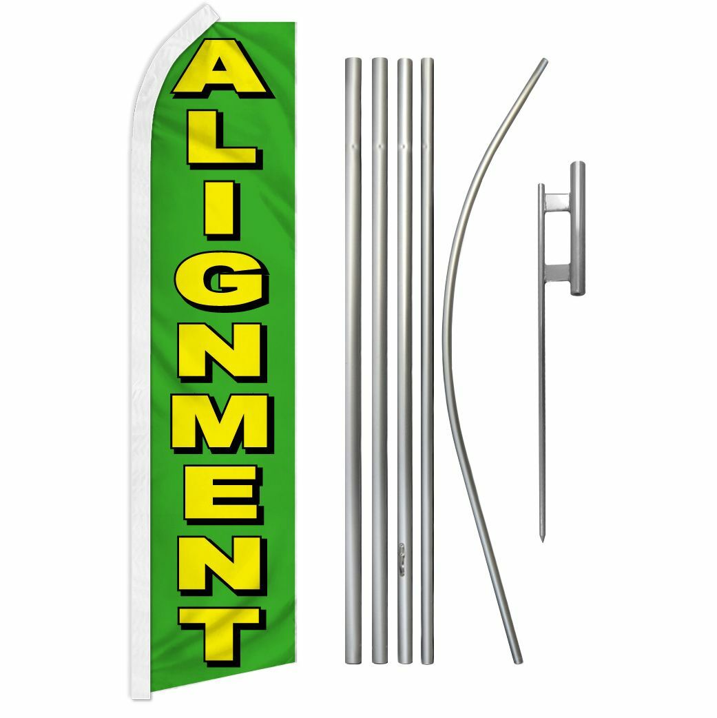 “ALIGNMENT” Advertising Super Flag & Pole Kit car auto grn