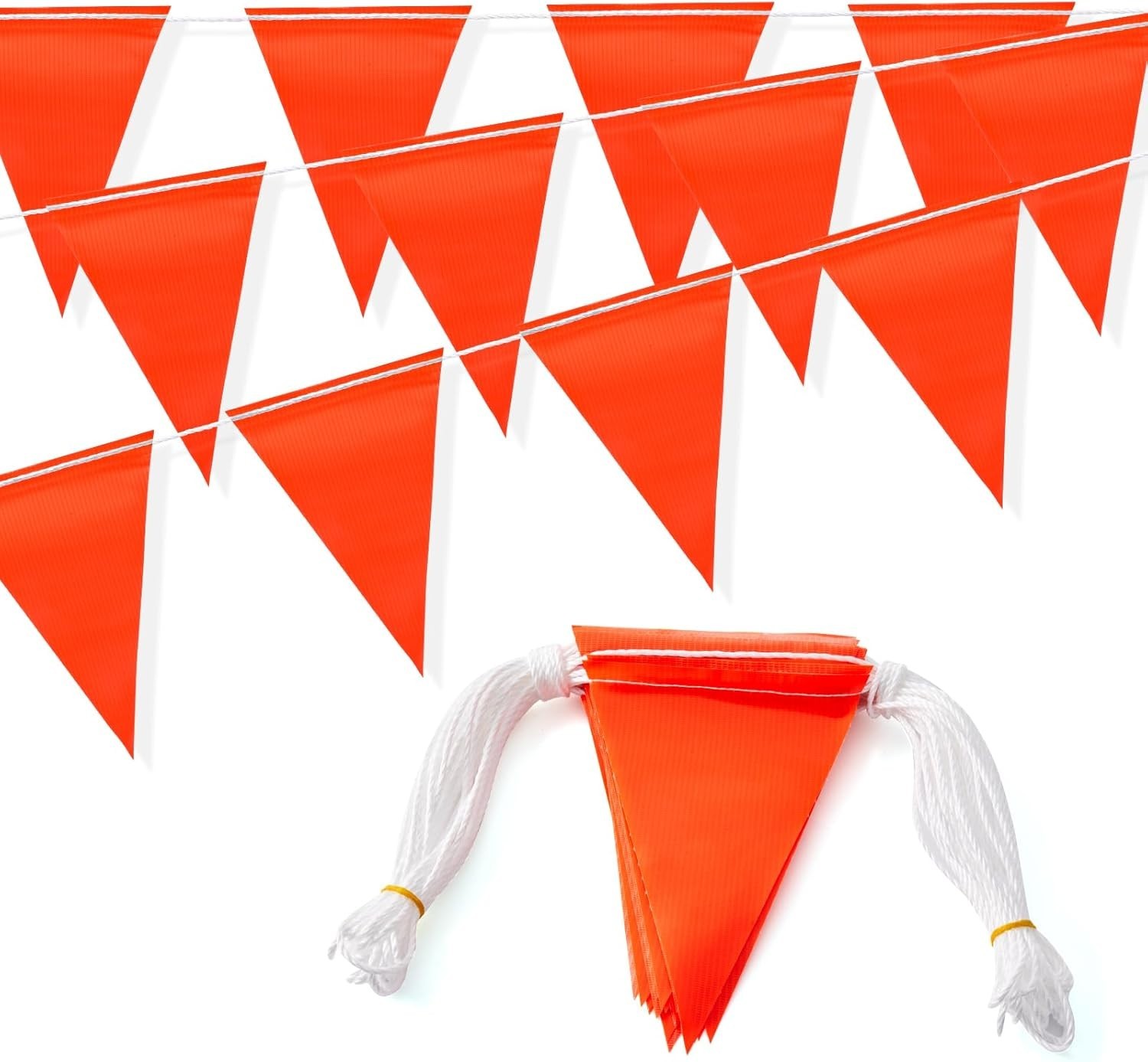 Traffic Control Triangle Flags 105FT 45pcs Orange Pennant Banner for Outdoor Use
