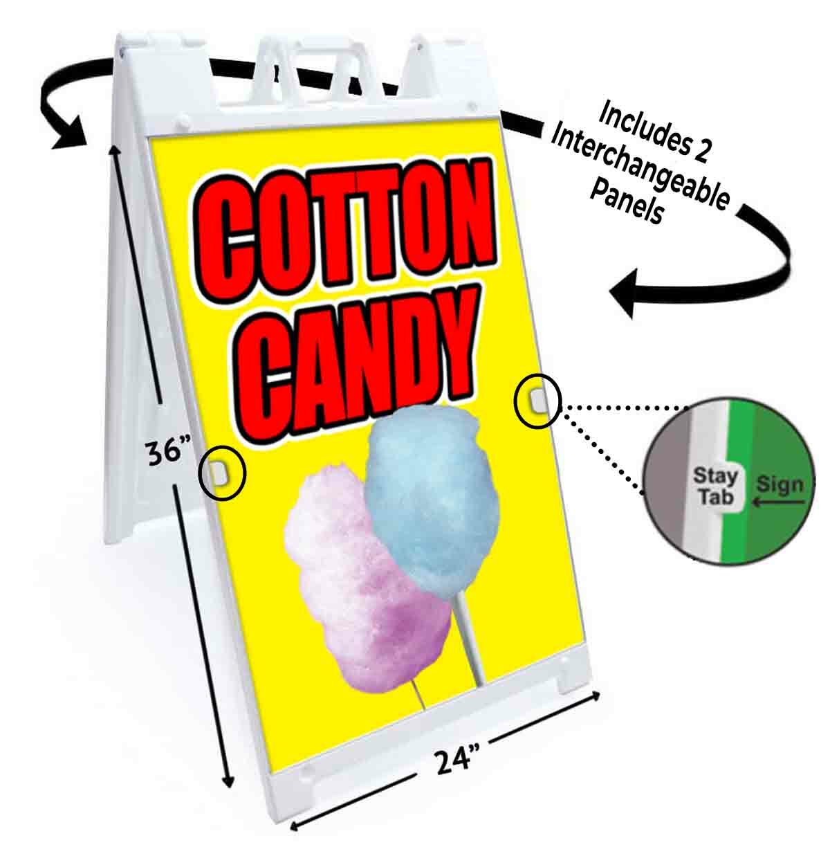 COTTON CANDY Signicade 24×36 AFrame Plastic Sidewalk Sign CARNIVAL FAIR FOOD