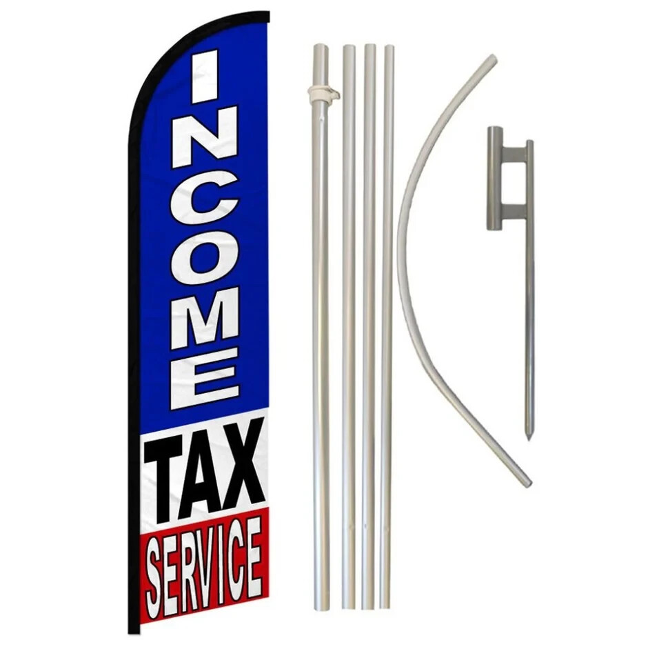Income Tax Service Windless Advertising Banner Flag & Pole Kit