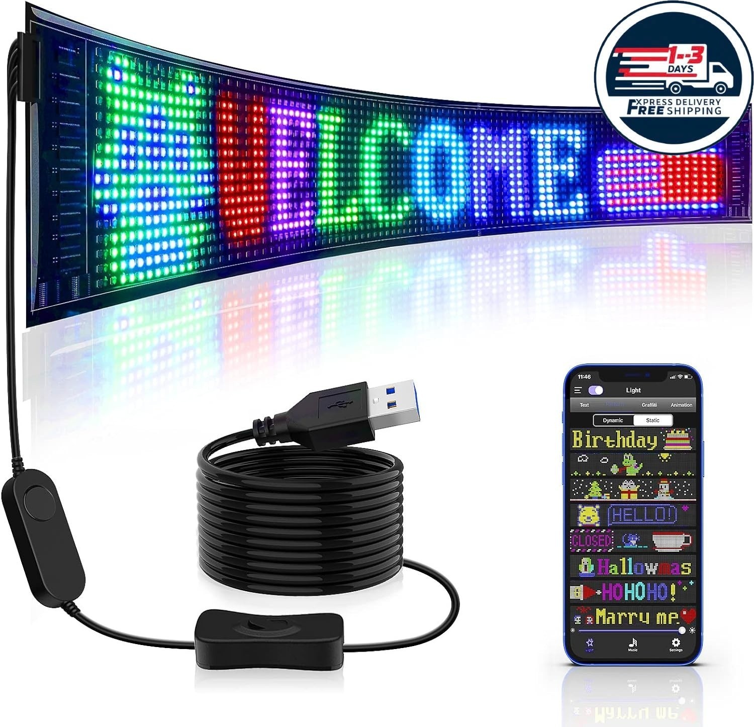 Letreros LED publicitarios brillantes y enormes con desplazamiento, flexibles