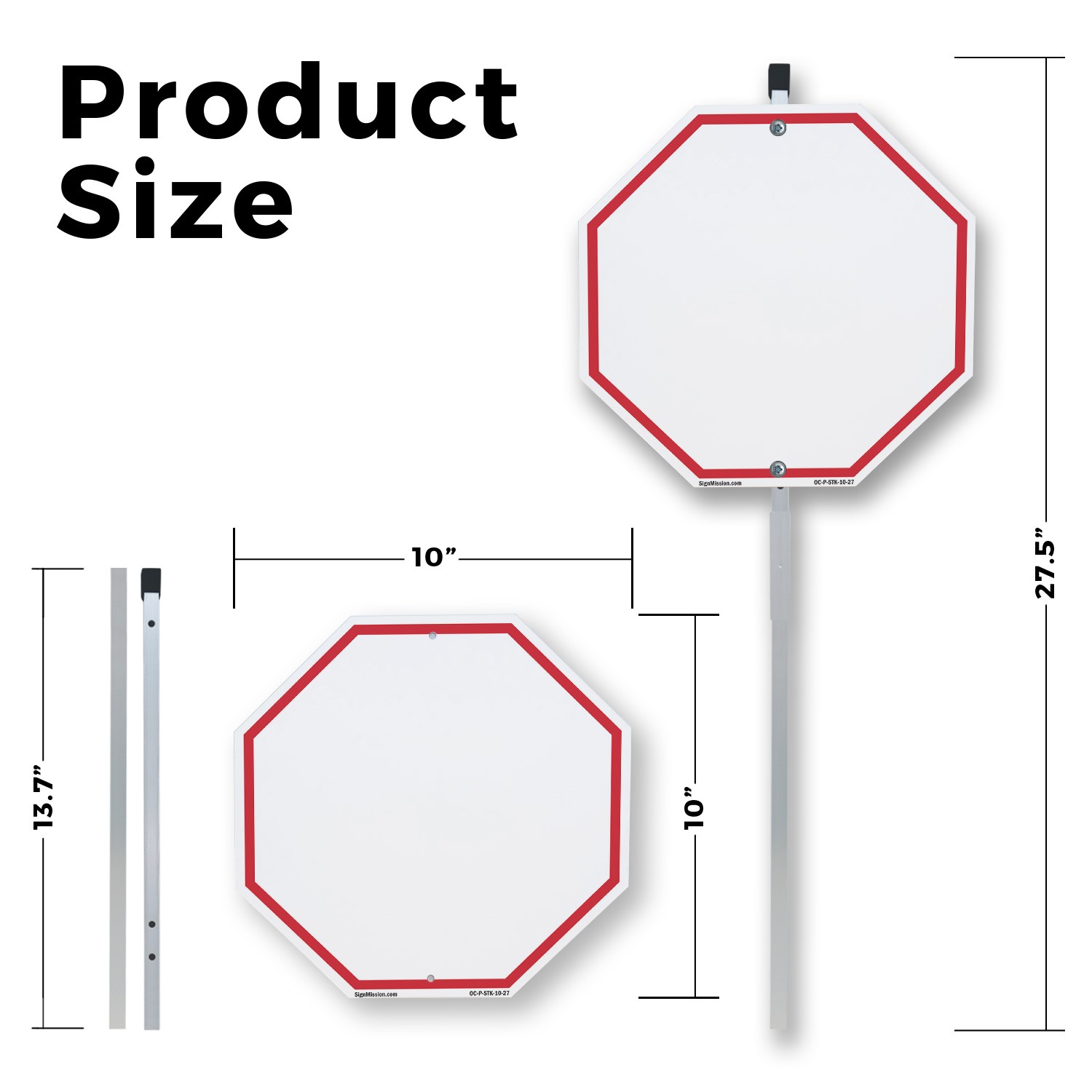 Blank Sign White Background Octagon Sign With Stake Weather Resistant