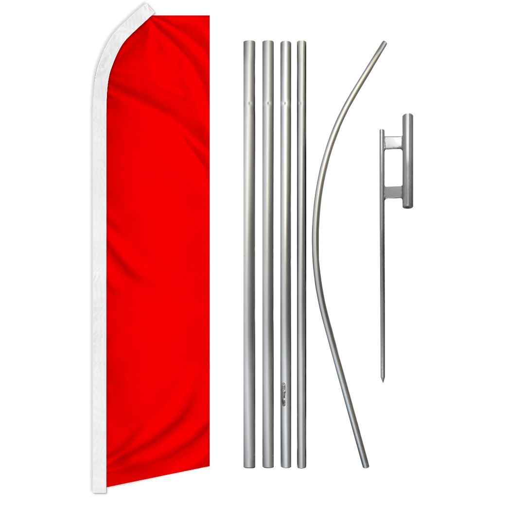 “RED” Advertising Super Flag & Pole Kit solid color blank rojo