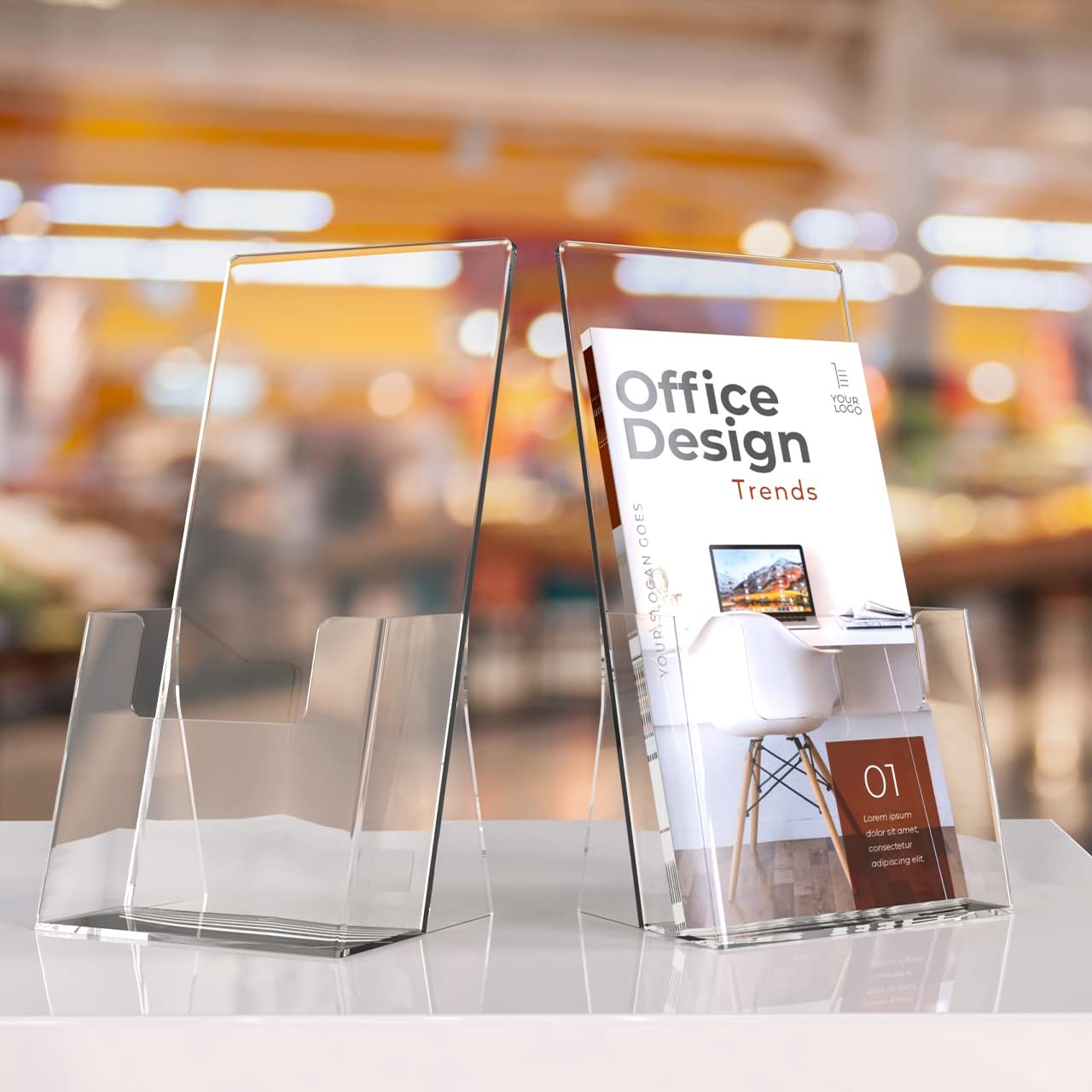 MaxGear Acrylic Brochure Holder 4 Inch, Clear Plastic 4”x9”, clear