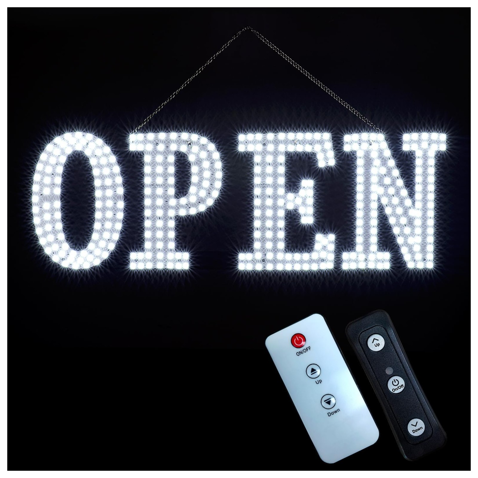 Extra Large 40″x14″ LED Open Sign with Remote, 10 Brightness Levels, High Visibi