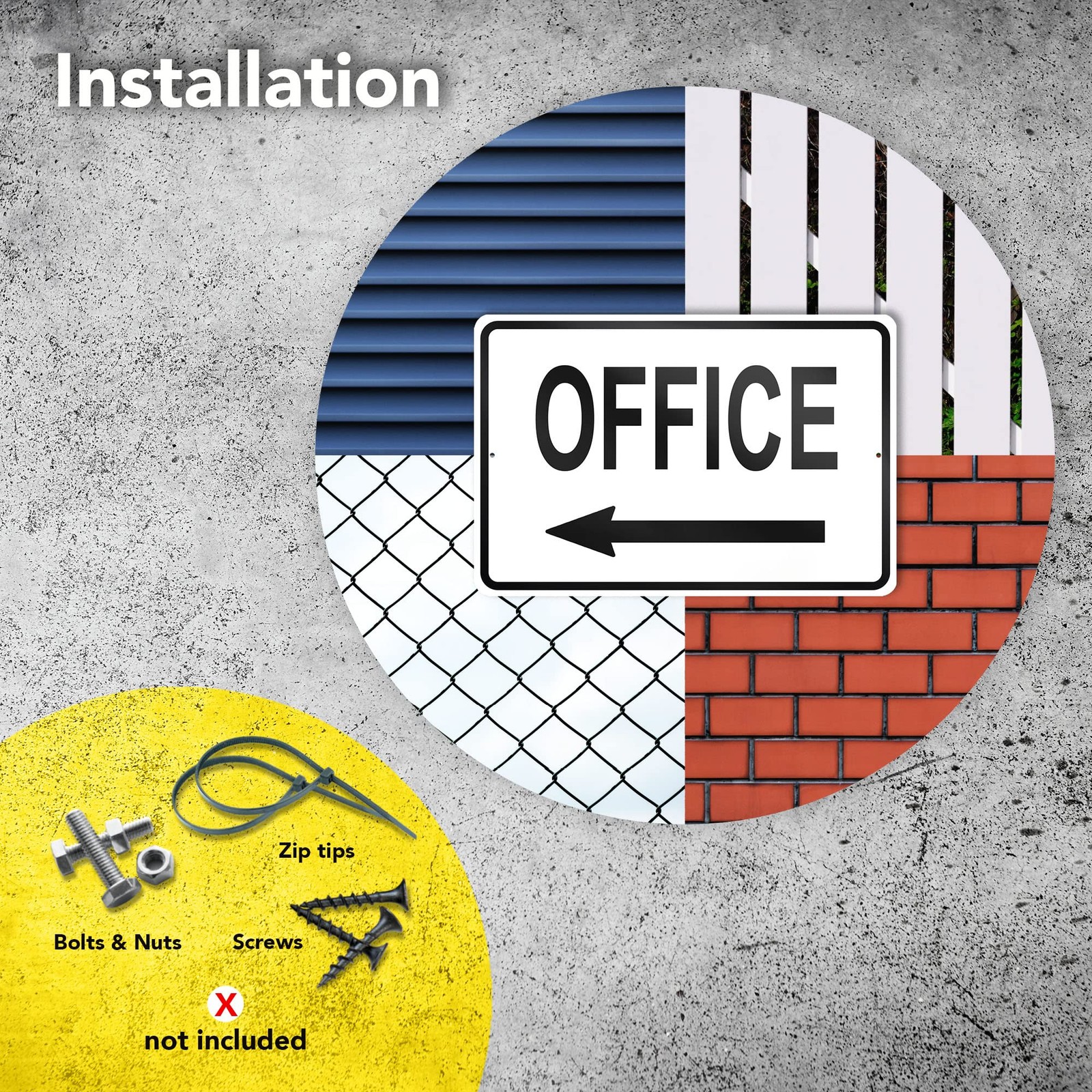 Office Sign With Left Arrow 8×12 Reflective Aluminum Door Signs UV Protect