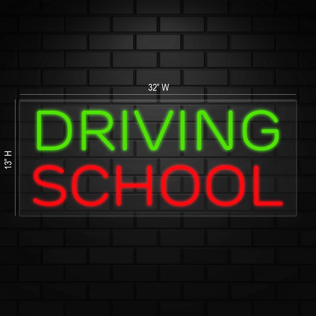 Driving School Sign for Window/Wall Displays | LED Flex Neon | 32″W x 13″H x 1″D