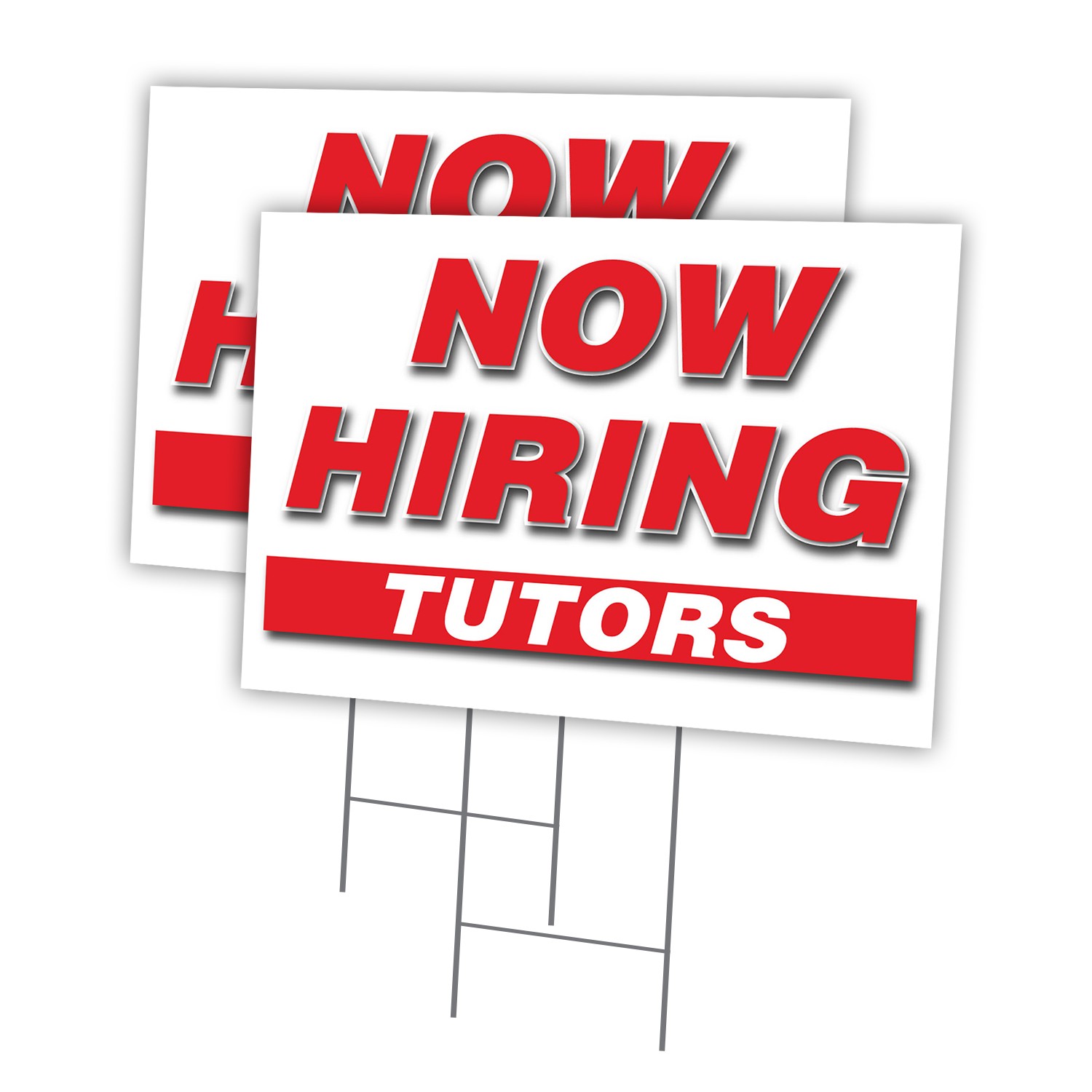 Now Hiring Tutors Multi-Pack of Yard Signs & Stake plastic coroplast window